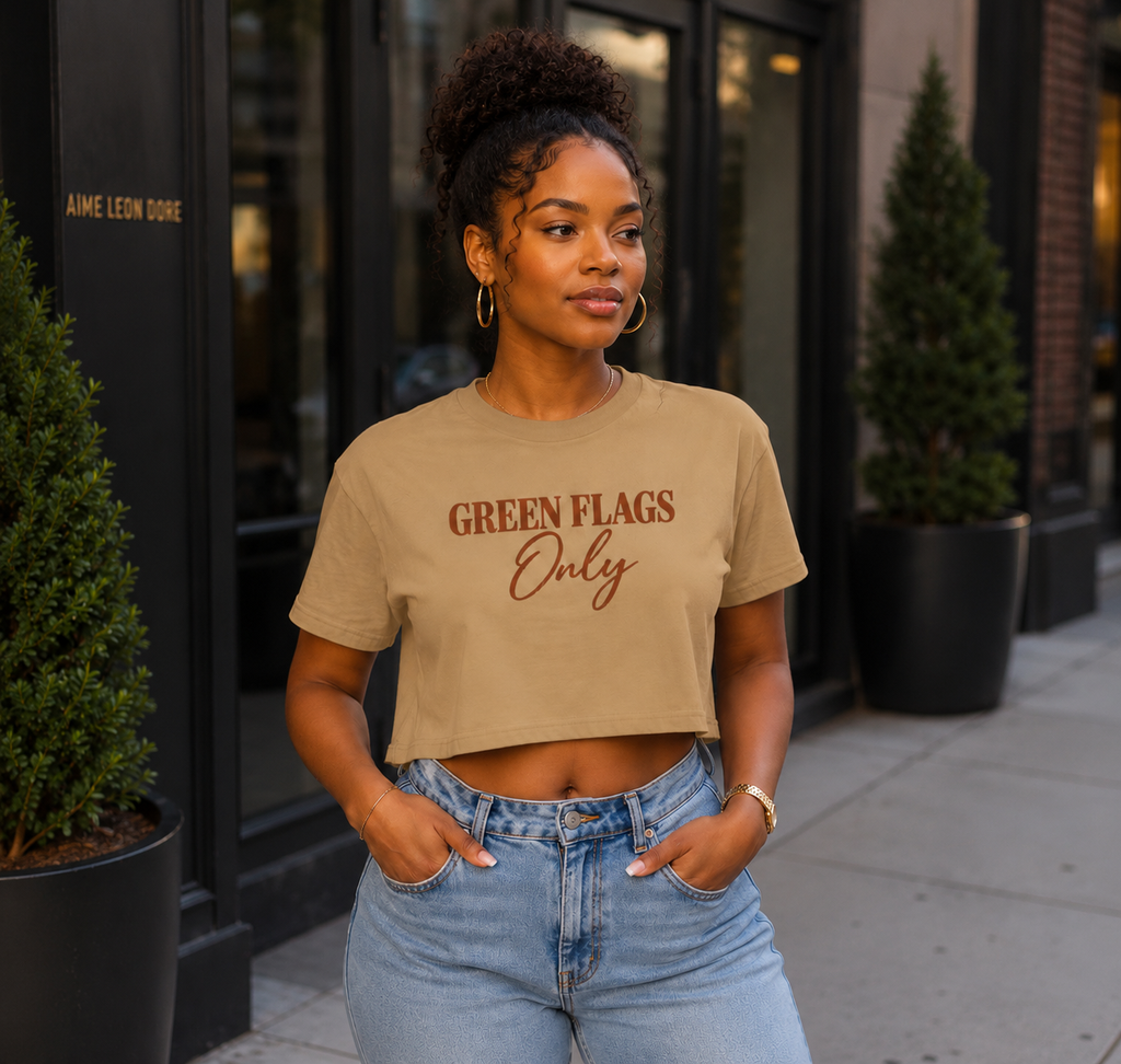 Copy of Green flags only mature Love Crop Tee